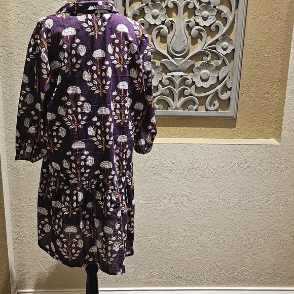 Ro's Garden Garden Deauville Dress Floral Purple L - Picture 2 of 5